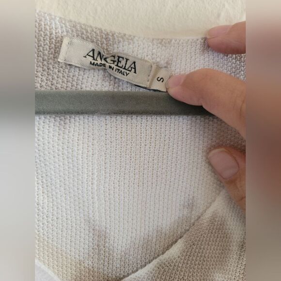 Angela Made in Italy,Tie Dye Lightweight Sweater, Grey, Taupe, White, Size Small - Picture 3 of 7